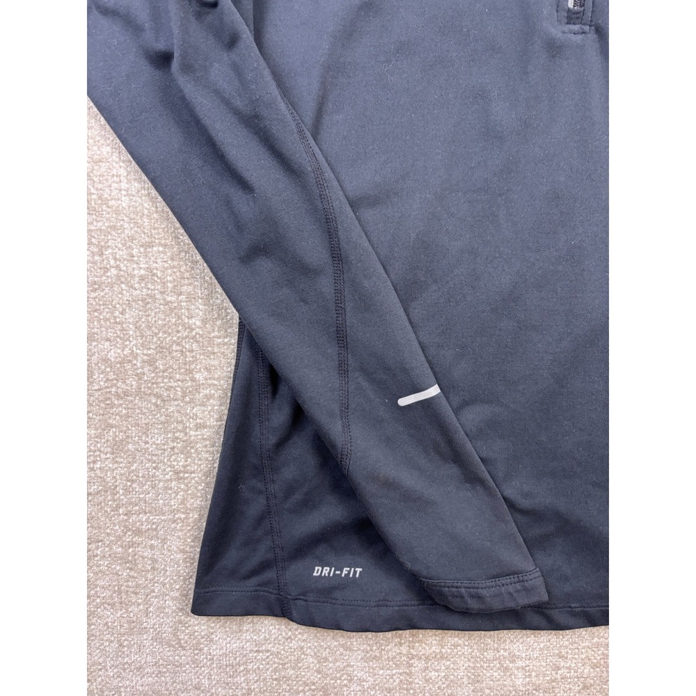 Nike Running Womens Dri-FIT 1/4 Zip Pullover Black Medium Reflective Thumbholes - Picture 3 of 8